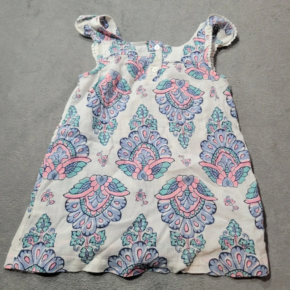 Carters Shirt Girls 5T‎ White Pink Blue Paisley Medallion Boho Lace Flutter